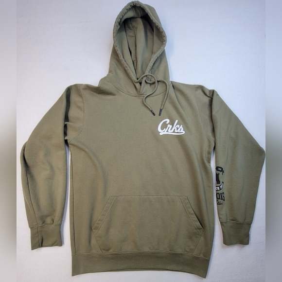 Crooks & Castles Mens Logo Graphic Pullover Hoodie Sweatshirt Olive Green - Picture 2 of 16